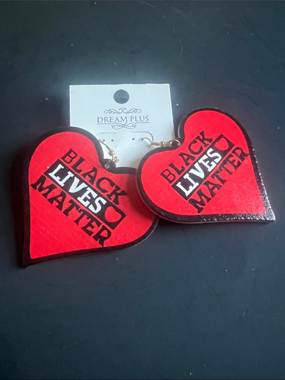 Dream Plus Red Heart "Black Lives Matter" Earrings